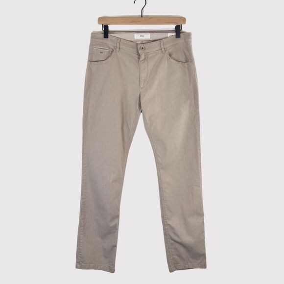 Brax Mens Pants Beige Chuck Modern Fit 5 Pocket Chino Straight Flat Front 33x28